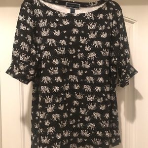 Karen Scott Black and white elephant top